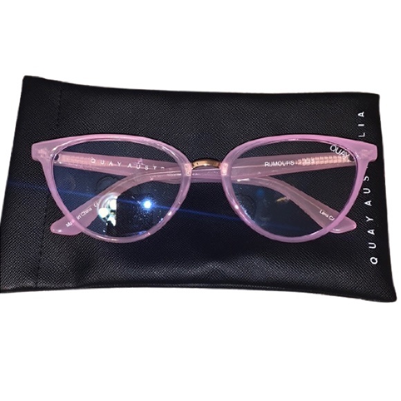 QUAY Rumours Blue Light Glasses Pink Crystal Frame Bluelight Blocking Lens NWT - Picture 8 of 9